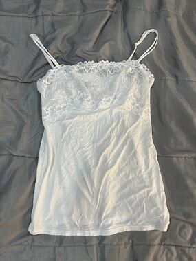 Jazebel Lace Trim White Camisole Tank Top